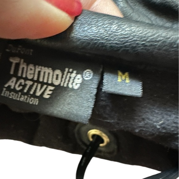 HARLEY DAVIDSON Gloves EMBROIDERED LEATHER HEATED GLOVES UNISEX Size Medium Blk - Picture 5 of 5